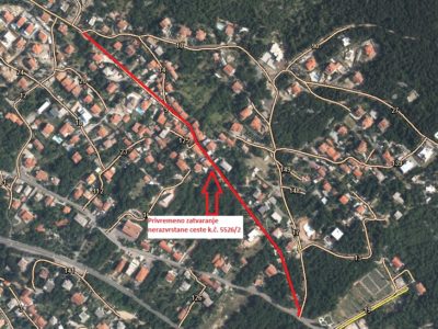 Obavijest o privremenom zatvaranju ceste u Glavanima dana 28. veljače